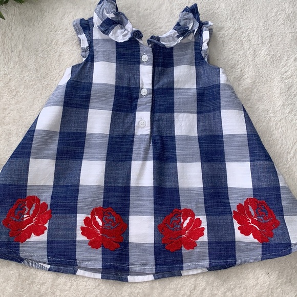 Janie and Jack Cotton Dress 6-12M Blue & White Check EUC - Picture 7 of 11